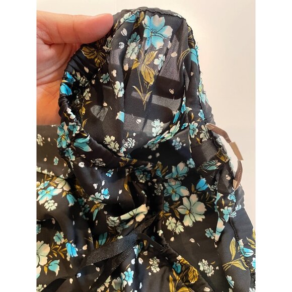 LOFT Sleepwear Floral‎ Satin Pajama Pants Large Dark Cottagecore Romantic Dainty - Picture 6 of 12